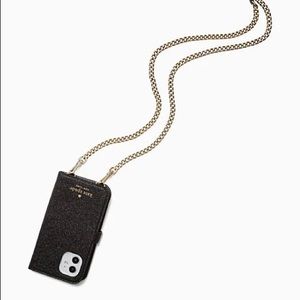 Kate Spade shimmy glitter magnetic folio on a chain iPhone 12 Pro Max